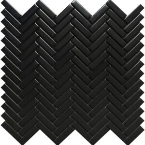 Centura Mosaic Herringbone Black Glossy 12″ x 12″