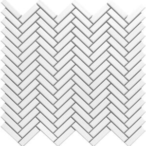 Centura Mosaic Herringbone White Satin 12″ x 12″