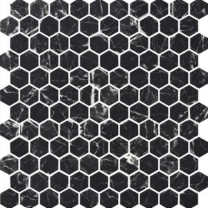 Centura Mosaic Hexagon Stones Nero Marquina Matte 12″ x 12″