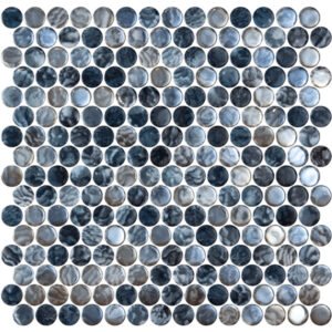 Centura Mosaic Penny Vanguard Arrecife Iridis Grey Glossy 12″ x 12″