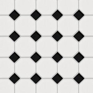 Centura Mosaic Basic Hexagon/Octagon Octagon Black and White Satin 12″ x 12″