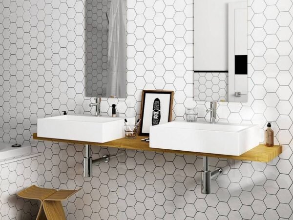 Centura Wall Tiles Scale Hexagon White Polished 4" x 5" - Image 3