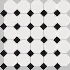 Centura Mosaic Basic Hexagon/Octagon Octagon Black and White Satin 12" x 12"