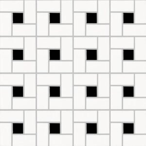 Centura Mosaic Basic Hexagon/Octagon Spiral Black and White Satin 12" x 12"
