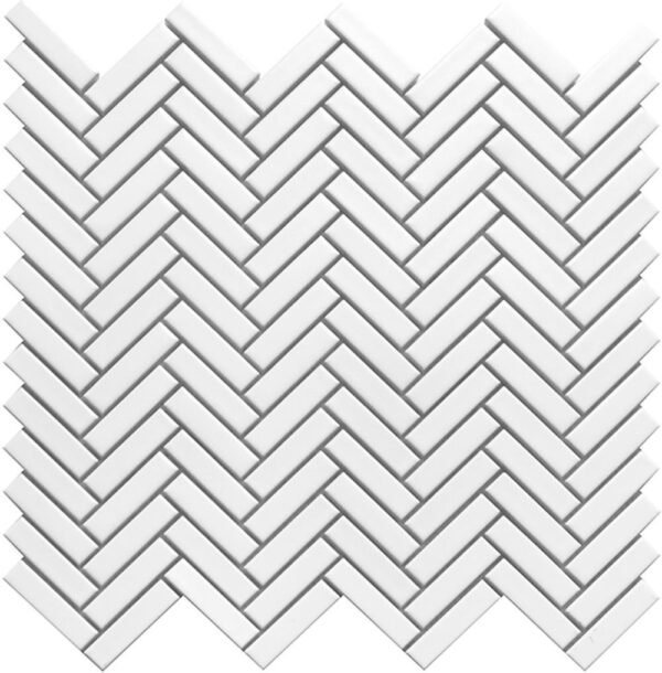 Centura Mosaic Herringbone White Satin 12" x 12"