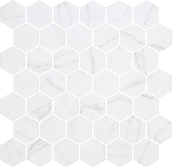 Centura Mosaic Hex XL Ecostone Venato White Matte 12" x 12"