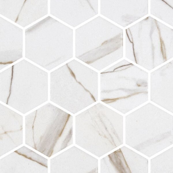 Centura Mosaic Hex XL Ecostone Calacatta Gold Matte 12" x 12" - Image 2