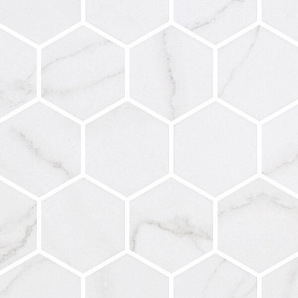 Centura Mosaic Hex XL Ecostone Venato White Matte 12" x 12" - Image 2