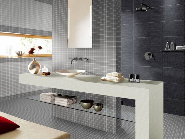 Centura Mosaic Plain Techno Slate Grey Square Matte 12" x 12" - Image 2