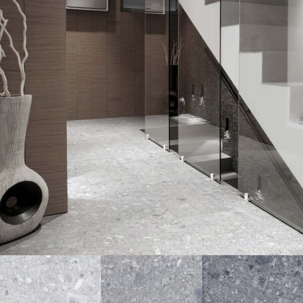 Planchers 1867 Floor Tiles Ceppo Di Grè Anthracite Black Matte 24" x 24" - Image 2