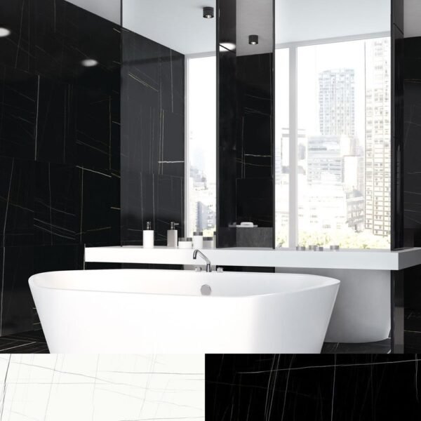 Planchers 1867 Floor Tiles Sahara Black Polished 24" x 24" - Image 2