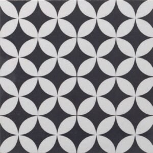 Italbec Floor Tiles Ciment Corolle Blanc Noir Natural 8" x 8"