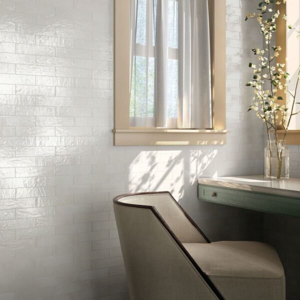 Italbec Floor Tiles Deco Style White Glossy 2" x 8" - Image 2