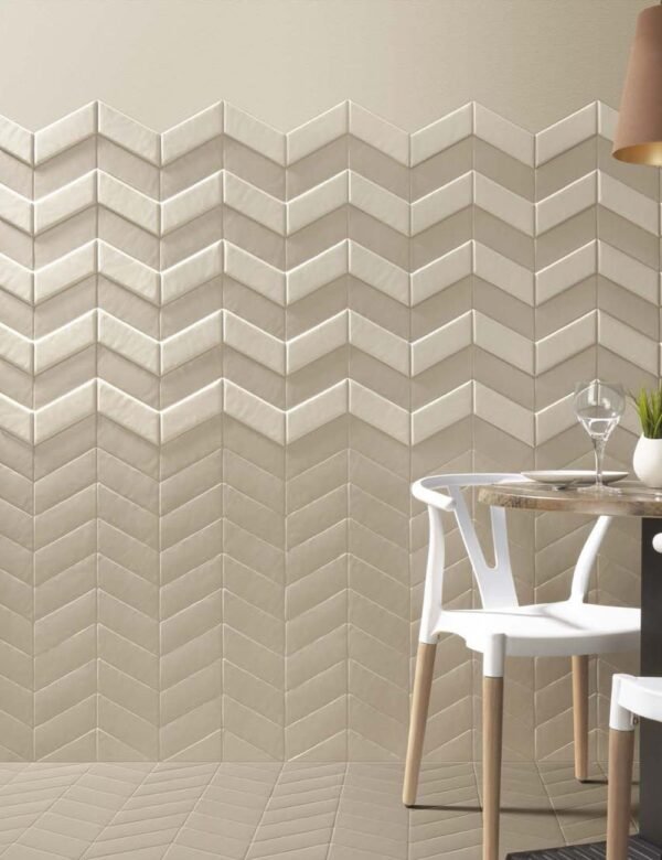 Italbec Floor Tiles New Panal Chevron Droit Cream Matte 3" x 7" - Image 2