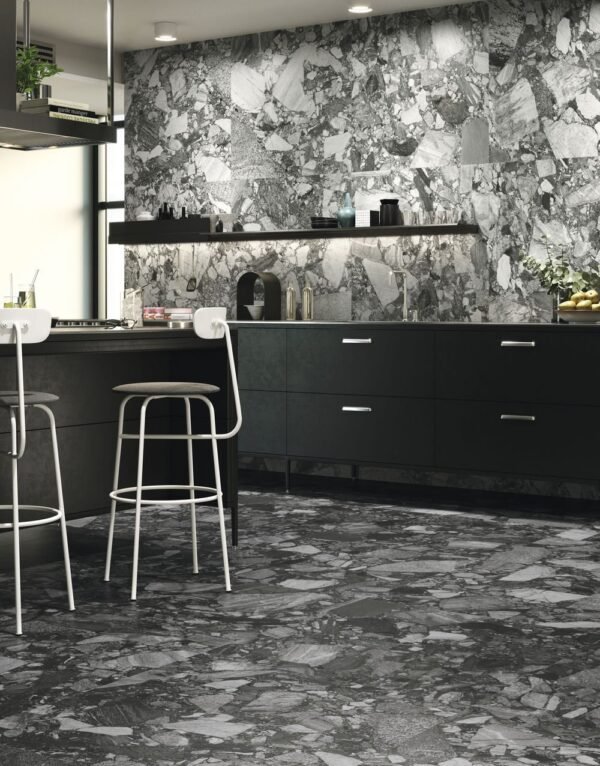 Italbec Floor Tiles Stone River Black Polished 35" x 35" - Image 2
