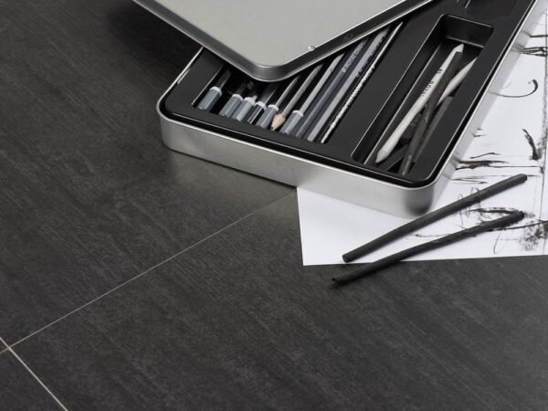 Centura Floor Tiles Cemento Stone Black Matte 12" x 24" - Image 2