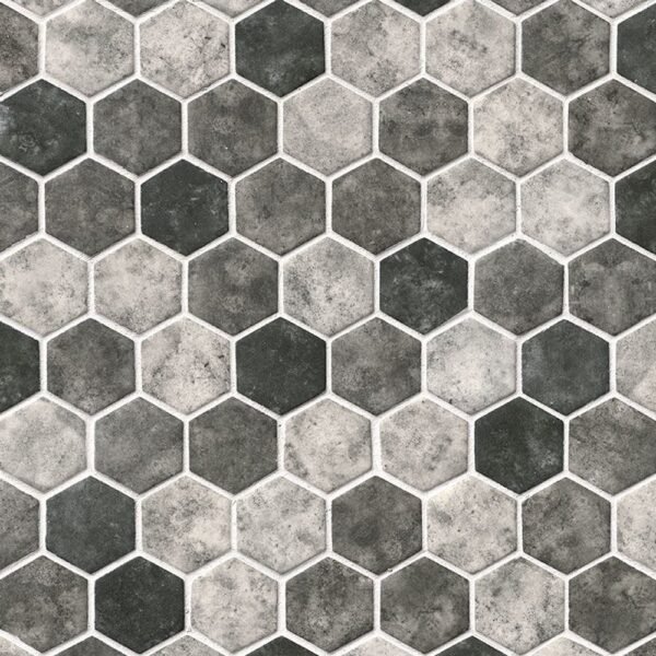 MSI Surfaces Hexagon Mosaic Urban Tapestry Gray-Dark Glossy 11" x 13"