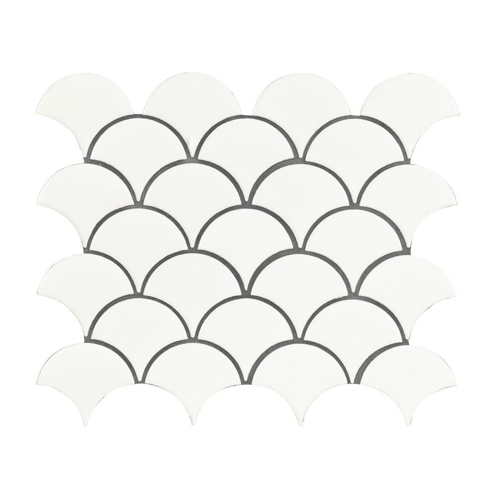 MSI Surfaces Mosaic Retro Scallop White-Cool Glossy 10" x 13"