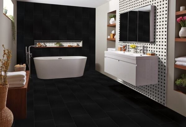 MSI Surfaces Floor Tiles Domino Black Matte 12" x 24" - Image 2
