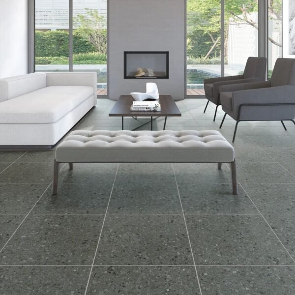 American Biltrite Vinyl Tile Milano Stone Dark Grey 18" x 18" - Image 3