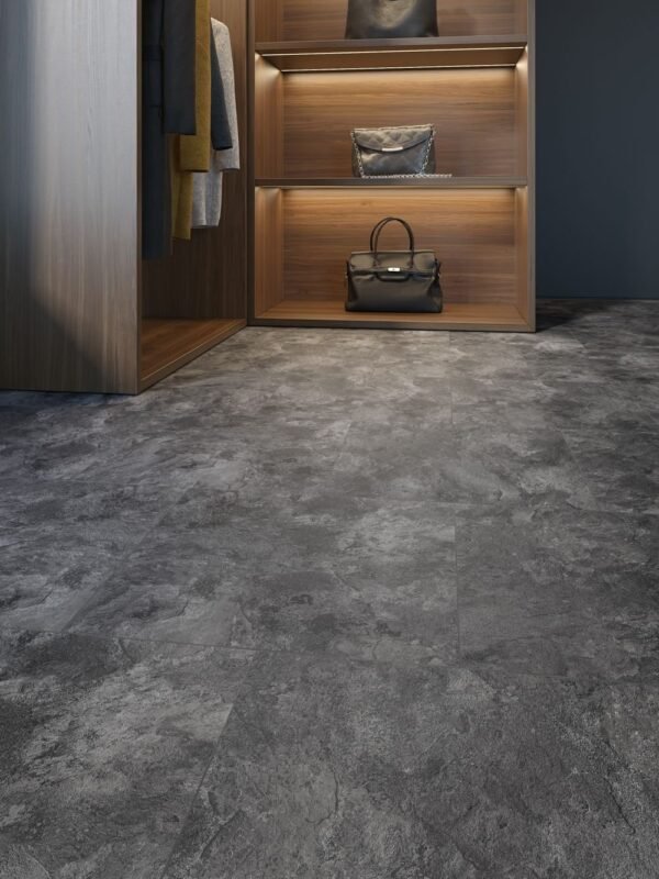 American Biltrite Vinyl Tiles Sonata Stone Rustic Slate Dark Grey Glue Down 18" x 18" - Image 3