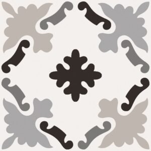 Centura Floor Tiles Patchwork Black & White 03 Matte 8" x 8"