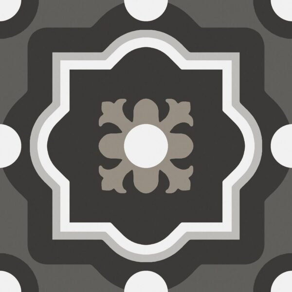 Centura Floor Tiles Patchwork Black & White 04 Matte 8" x 8"