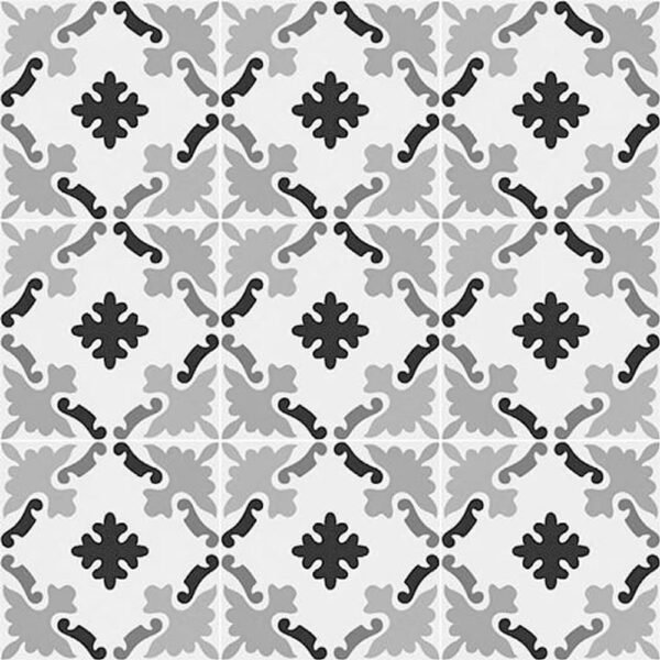 Centura Floor Tiles Patchwork Black & White 03 Matte 8" x 8" - Image 2
