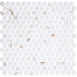 Centura Mosaic Tiles Penny Ecostone Matte Calacatta Gold 11" x 11"