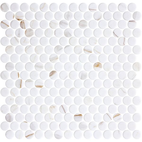 Centura Mosaic Tiles Penny Ecostone Matte Calacatta Gold 11" x 11"
