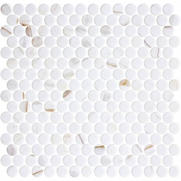 Centura Mosaic Tiles Penny Ecostone Matte Calacatta Gold 11" x 11" - Image 2